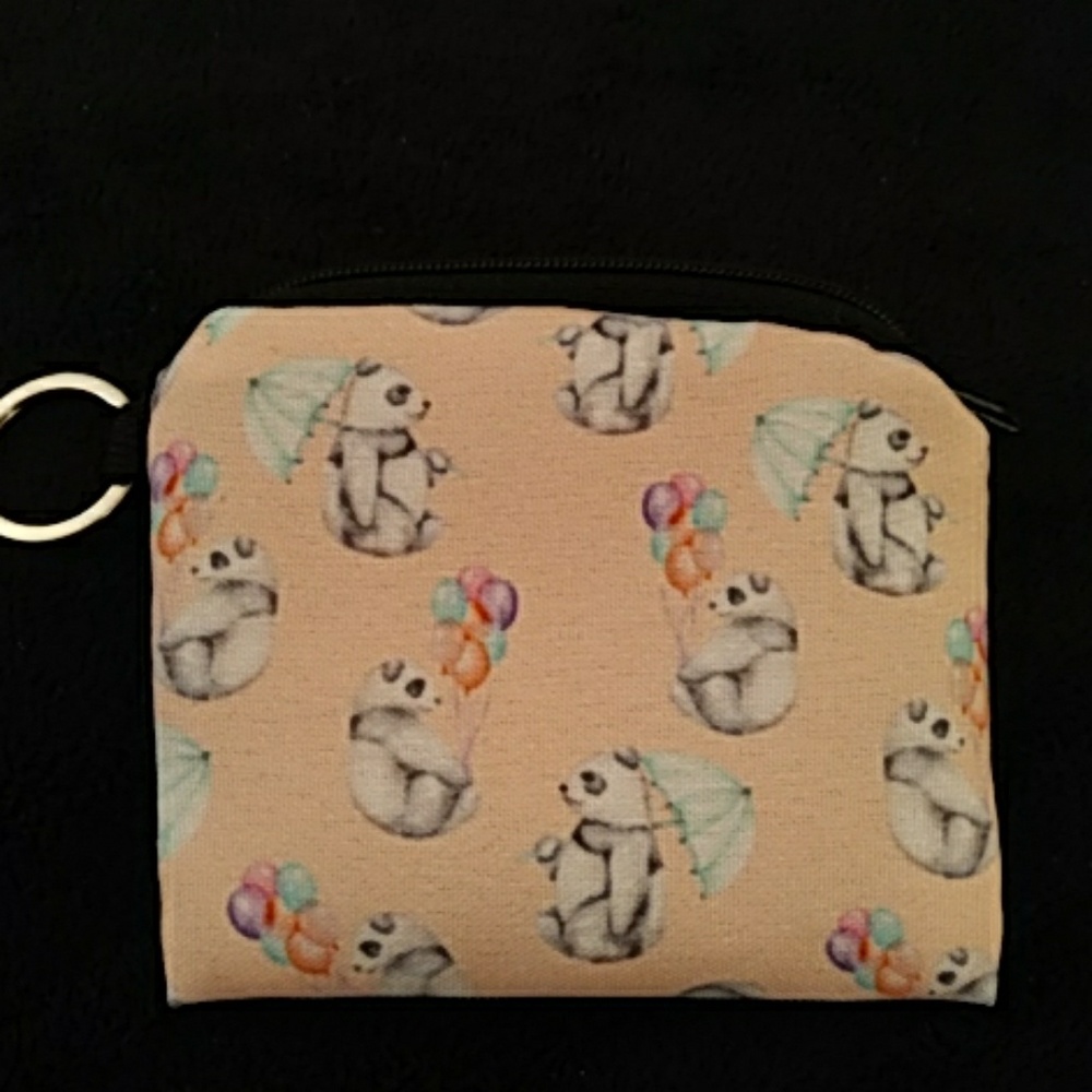 New - Change purse or coin bag - Panda w/ balloons